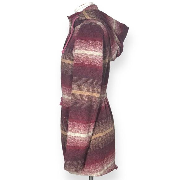 JACK BY BB DAKOTA Wool Blend Hooded Coat Zip Jacket Drawstring Ombre Red Small - Picture 7 of 16